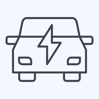 Simgesel elektrikli araba. Yükleme sembolüyle ilgili. Sıra tarzı. dizayn edilebilir