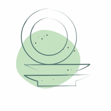 Simge kalıpları. Mutfak Utensilleri sembolüyle ilgili. Renkli Leke Biçimi. dizayn edilebilir