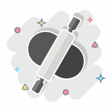 Simge Rolling Pin. Mutfak Utensilleri sembolüyle ilgili. Çizgi roman. dizayn edilebilir