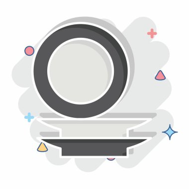 Simge kalıpları. Mutfak Utensilleri sembolüyle ilgili. Çizgi roman. dizayn edilebilir