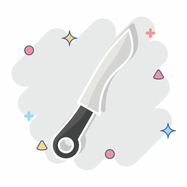 Simge Bıçağı. Mutfak Utensilleri sembolüyle ilgili. Çizgi roman. dizayn edilebilir