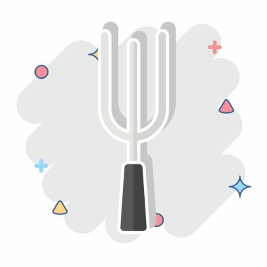 Simge Çatalı. Mutfak Utensilleri sembolüyle ilgili. Çizgi roman. dizayn edilebilir