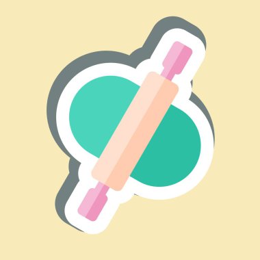 Etiket Yuvarlanan İğne. Mutfak Utensilleri sembolüyle ilgili. dizayn edilebilir