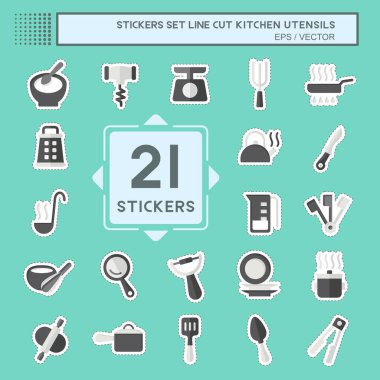 Çıkartma hattı, Mutfak Utensillerini Ayarla 'yı kesti. Eğitim sembolüyle ilgili. dizayn edilebilir