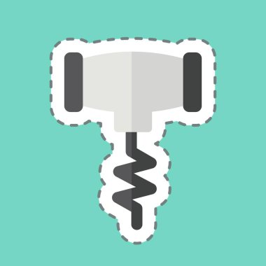 Çıkartma şeridi tirbuşonu kesti. Mutfak Utensilleri sembolüyle ilgili. dizayn edilebilir