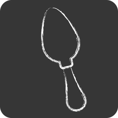 Simge kaşığı. Mutfak Utensilleri sembolüyle ilgili. Tebeşir stili. dizayn edilebilir