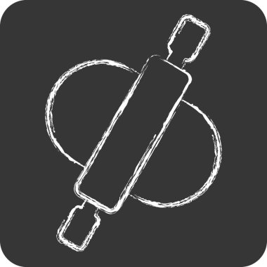Simge Rolling Pin. Mutfak Utensilleri sembolüyle ilgili. Tebeşir stili. dizayn edilebilir