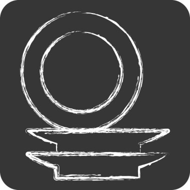 Simge kalıpları. Mutfak Utensilleri sembolüyle ilgili. Tebeşir stili. dizayn edilebilir