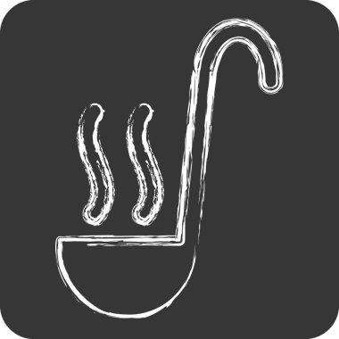 Simge Ladle. Mutfak Utensilleri sembolüyle ilgili. Tebeşir stili. dizayn edilebilir