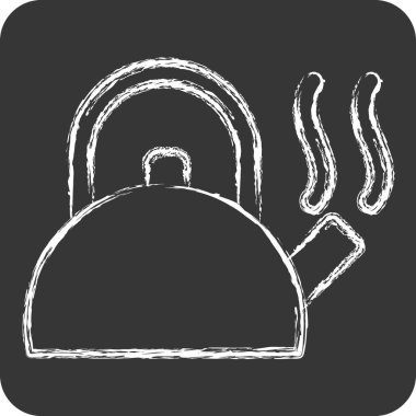 Icon Kettle. Mutfak Utensilleri sembolüyle ilgili. Tebeşir stili. dizayn edilebilir