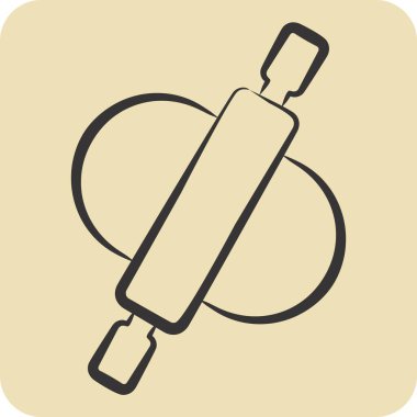 Simge Rolling Pin. Mutfak Utensilleri sembolüyle ilgili. El çizimi tarzı. dizayn edilebilir