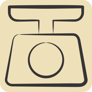 Simge Gıda Ölçeği. Mutfak Utensilleri sembolüyle ilgili. El çizimi tarzı. dizayn edilebilir