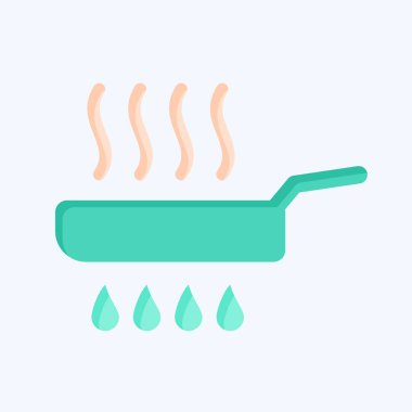 Simge Kızartma Tavası. Mutfak Utensilleri sembolüyle ilgili. Düz stil. dizayn edilebilir