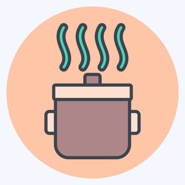 Simge çömleği. Mutfak Utensilleri sembolüyle ilgili. renk arkadaşı stili. dizayn edilebilir