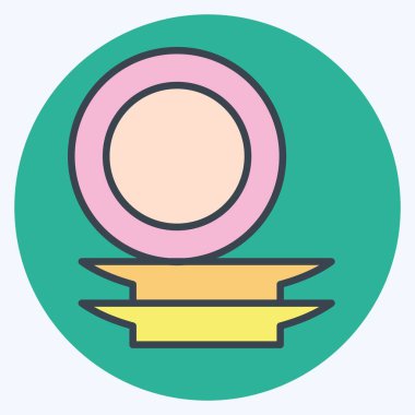 Simge kalıpları. Mutfak Utensilleri sembolüyle ilgili. renk arkadaşı stili. dizayn edilebilir