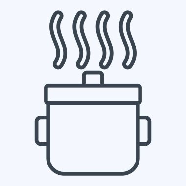 Simge çömleği. Mutfak Utensilleri sembolüyle ilgili. Sıra tarzı. dizayn edilebilir