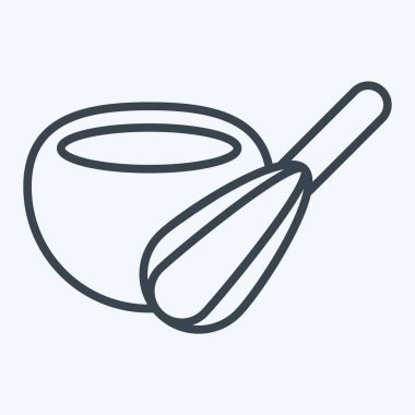 Simge karıştırma kasesi ile çırpma. Mutfak Utensilleri sembolüyle ilgili. Sıra tarzı. dizayn edilebilir