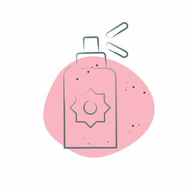 Simge Güneş Spreyi. Spf ve Sun sembolüyle ilgili. Renkli Leke Biçimi. dizayn edilebilir