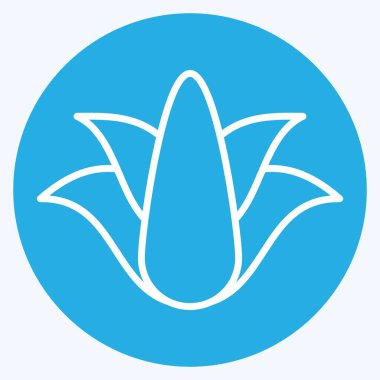 Icon Aloe Vera. Spf ve Sun sembolüyle ilgili. Mavi gözlü. dizayn edilebilir
