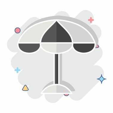 Simge Şemsiyesi. Spf ve Sun sembolüyle ilgili. Çizgi roman. dizayn edilebilir