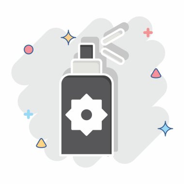 Simge Güneş Spreyi. Spf ve Sun sembolüyle ilgili. Çizgi roman. dizayn edilebilir