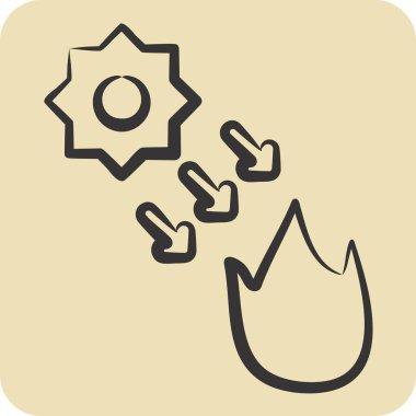 Simge Sıcak. Spf ve Sun sembolüyle ilgili. El çizimi tarzı. dizayn edilebilir