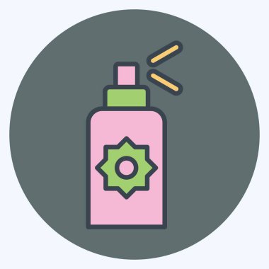 Simge Güneş Spreyi. Spf ve Sun sembolüyle ilgili. renk arkadaşı stili. dizayn edilebilir