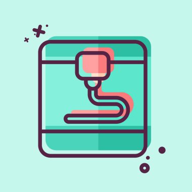 Simge 3D Yazıcı. Yazdırma sembolüyle ilgili. MBE tarzı. dizayn edilebilir