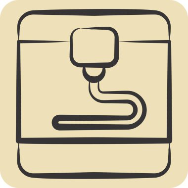 Simge 3D Yazıcı. Yazdırma sembolüyle ilgili. El çizimi tarzı. dizayn edilebilir