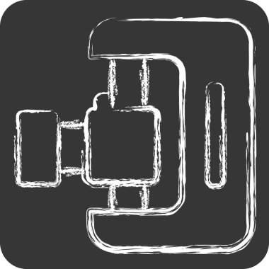 Simge 3D tarayıcı. Yazdırma sembolüyle ilgili. Tebeşir stili. dizayn edilebilir