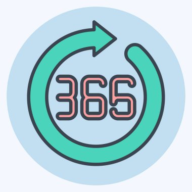 Simge 365 gün. Yeni yıl sembolüyle ilgili. renk arkadaşı stili. dizayn edilebilir