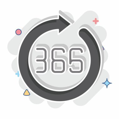 Simge 365 gün. Yeni yıl sembolüyle ilgili. Çizgi roman. dizayn edilebilir