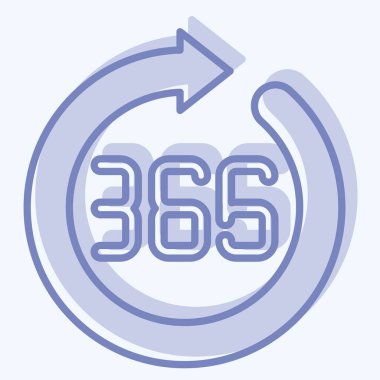 Simge 365 gün. Yeni yıl sembolüyle ilgili. İki ton stili. dizayn edilebilir