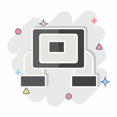 Icon Ai Mağazası. Metaverse sembolüyle ilgili. Çizgi roman. dizayn edilebilir