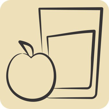 Icon Elma Suyu. Meşrubat sembolüyle ilgili. El çizimi tarzı. dizayn edilebilir