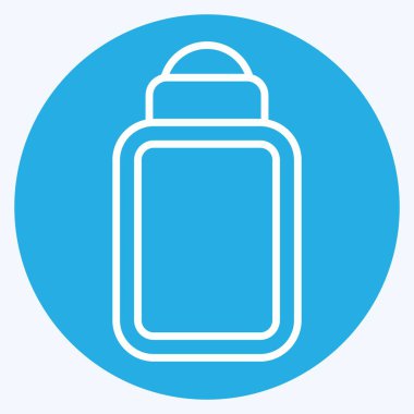 Icon Bebek Bakımı Şişesi. Plastik Ürün sembolüyle ilgili. Mavi gözlü. dizayn edilebilir