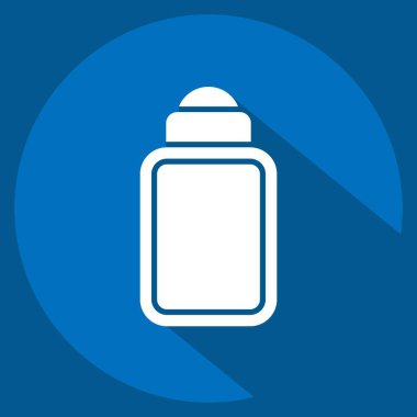 Icon Bebek Bakımı Şişesi. Plastik Ürün sembolüyle ilgili. Uzun gölge tarzı. dizayn edilebilir