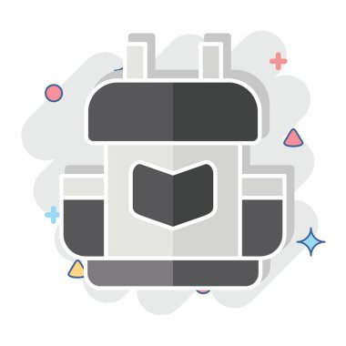 Simge Sırt Çantası. Macera sembolüyle ilgili. Çizgi roman. dizayn edilebilir