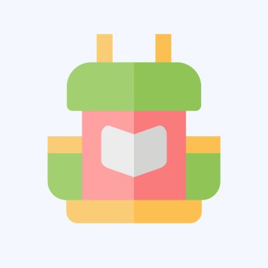 Simge Sırt Çantası. Macera sembolüyle ilgili. Düz stil. dizayn edilebilir