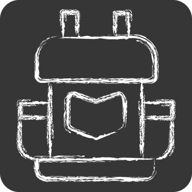 Simge Sırt Çantası. Macera sembolüyle ilgili. Tebeşir stili. dizayn edilebilir