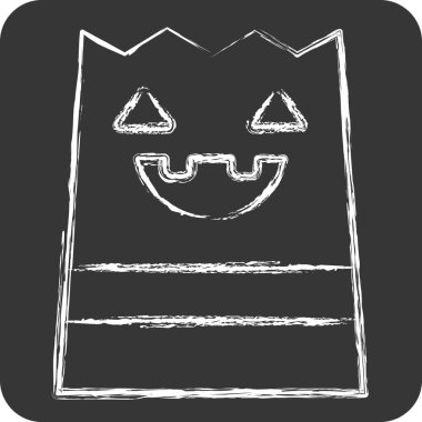 Simge Torbası. Cadılar Bayramı sembolüyle ilgili. Tebeşir stili. dizayn edilebilir