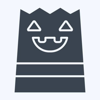 Simge Torbası. Cadılar Bayramı sembolüyle ilgili. Kabartma tarzı. dizayn edilebilir