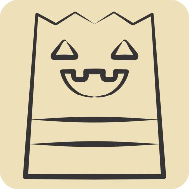 Simge Torbası. Cadılar Bayramı sembolüyle ilgili. El çizimi tarzı. dizayn edilebilir