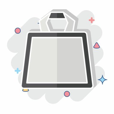 Simge Torbası. Plastik Ürün sembolüyle ilgili. Çizgi roman. dizayn edilebilir