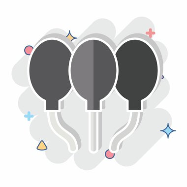 İkon Balonlar. Yeni yıl sembolüyle ilgili. Çizgi roman. dizayn edilebilir