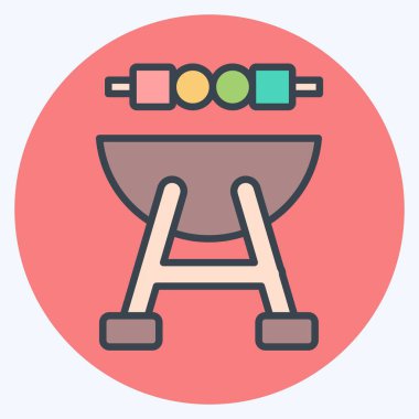 Mangal partisi. BBQ sembolüyle ilgili. renk arkadaşı stili. dizayn edilebilir