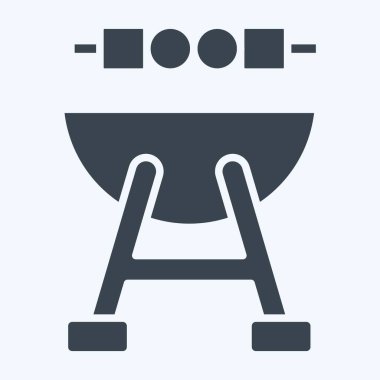 Mangal partisi. BBQ sembolüyle ilgili. Kabartma tarzı. dizayn edilebilir