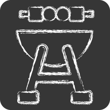 Mangal partisi. BBQ sembolüyle ilgili. Tebeşir stili. dizayn edilebilir