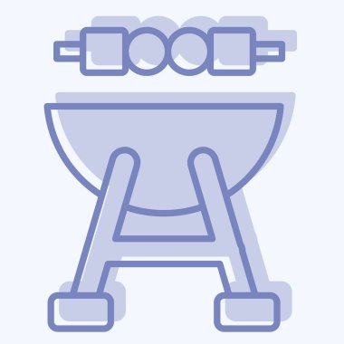 Mangal partisi. BBQ sembolüyle ilgili. İki ton stili. dizayn edilebilir