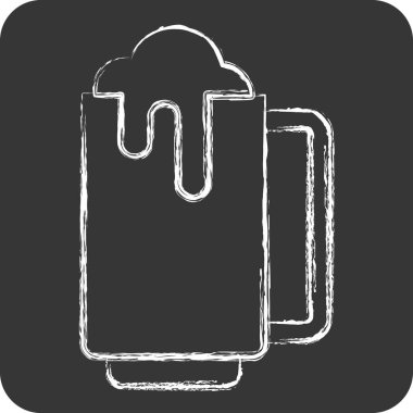 Icon Bira Bardağı. Meşrubat sembolüyle ilgili. Tebeşir stili. dizayn edilebilir